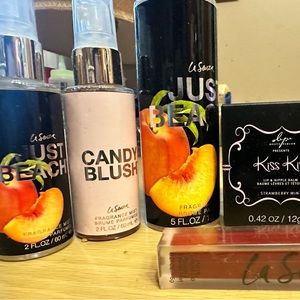 La Senza fragrance, cream, lipstick and massage oil.